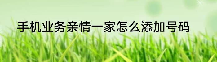 手机业务亲情一家怎么添加号码