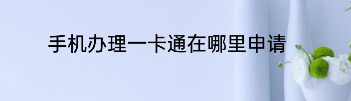 手机办理一卡通在哪里申请