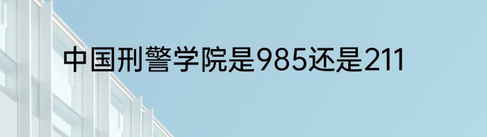 中国刑警学院是985还是211
