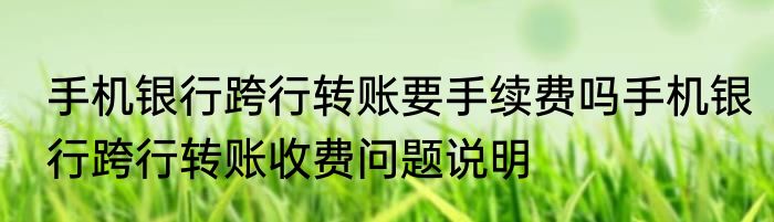 手机银行跨行转账要手续费吗手机银行跨行转账收费问题说明
