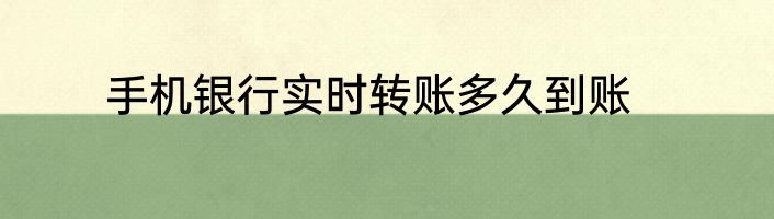 手机银行实时转账多久到账