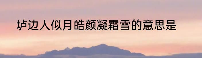 垆边人似月皓颜凝霜雪的意思是