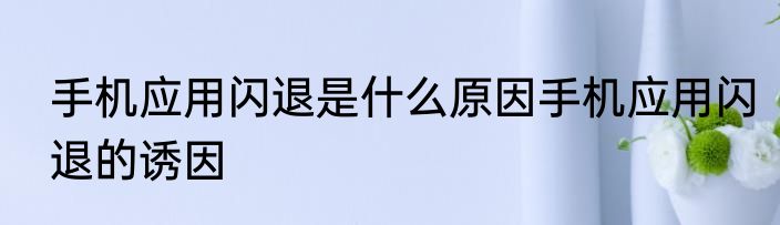 手机应用闪退是什么原因手机应用闪退的诱因