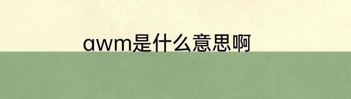 awm是什么意思啊