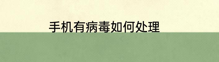 手机有病毒如何处理