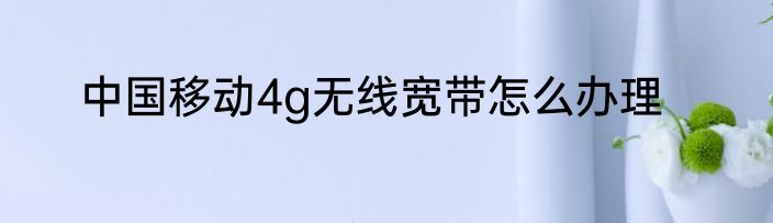 中国移动4g无线宽带怎么办理