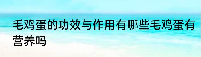 毛鸡蛋的功效与作用有哪些毛鸡蛋有营养吗