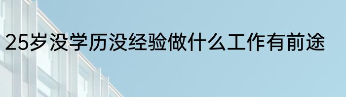 25岁没学历没经验做什么工作有前途