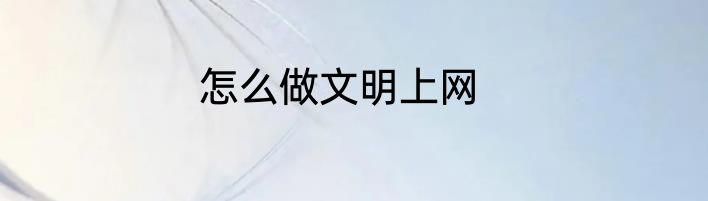 怎么做文明上网