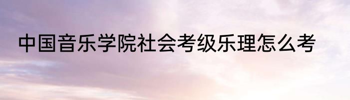 中国音乐学院社会考级乐理怎么考