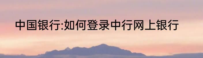 中国银行:如何登录中行网上银行