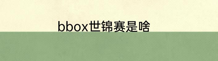 bbox世锦赛是啥