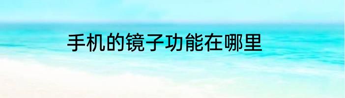 手机的镜子功能在哪里