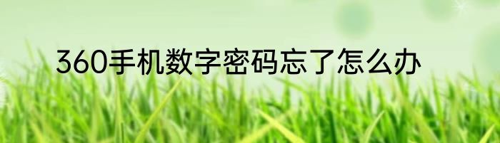 360手机数字密码忘了怎么办