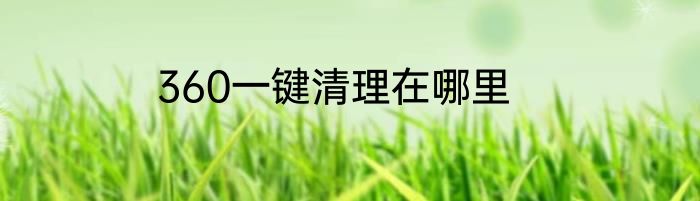 360一键清理在哪里