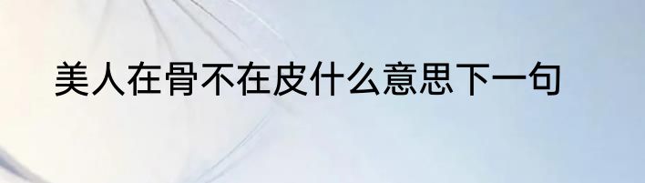 美人在骨不在皮什么意思下一句