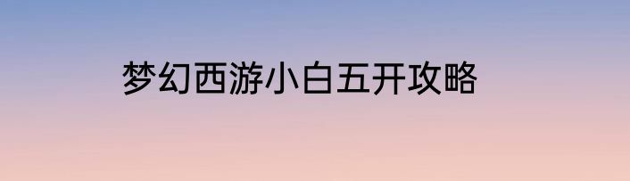 梦幻西游小白五开攻略