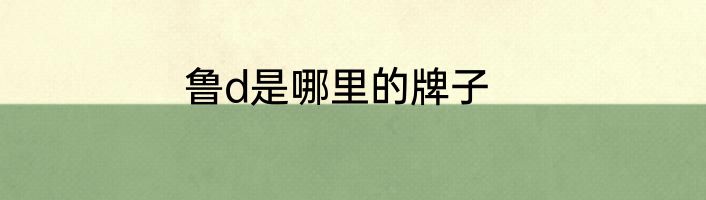 鲁d是哪里的牌子