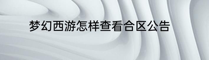 梦幻西游怎样查看合区公告