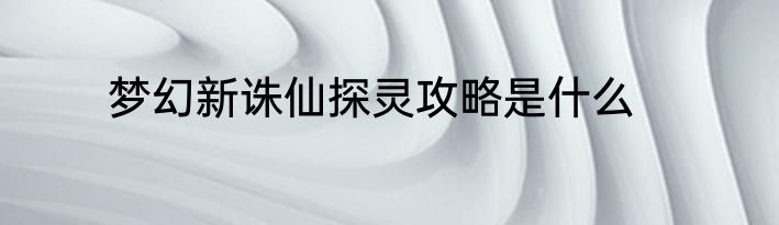 梦幻新诛仙探灵攻略是什么