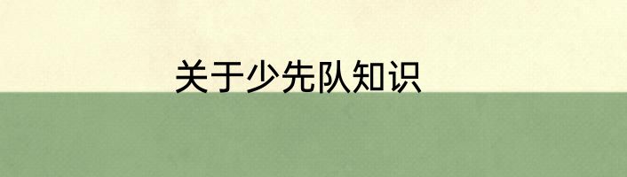 关于少先队知识