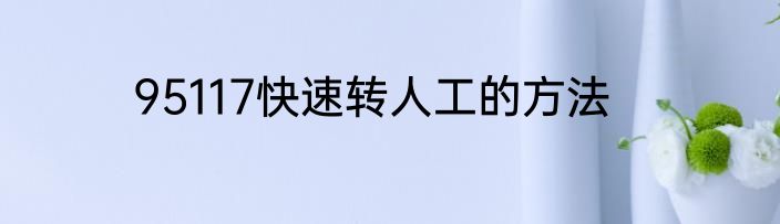 95117快速转人工的方法