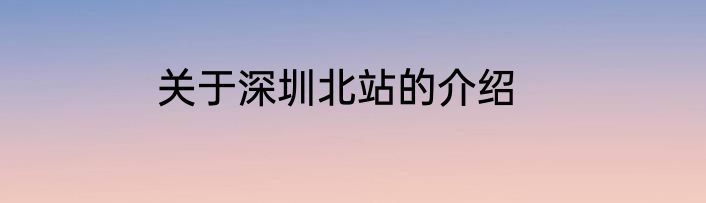 关于深圳北站的介绍