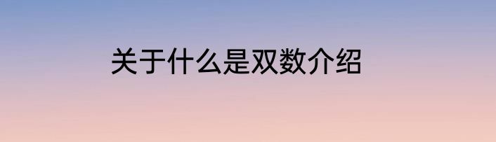 关于什么是双数介绍