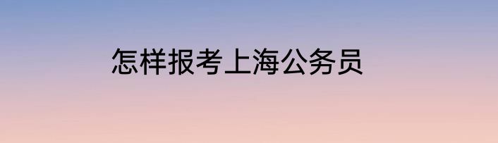 怎样报考上海公务员
