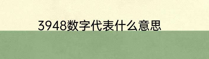 3948数字代表什么意思