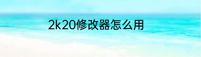 2k20修改器怎么用