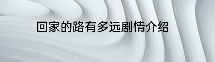回家的路有多远剧情介绍