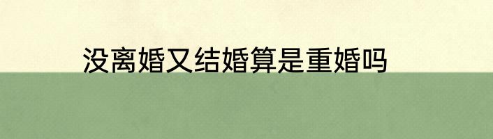 没离婚又结婚算是重婚吗