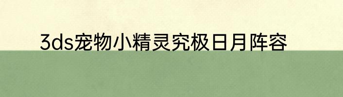 3ds宠物小精灵究极日月阵容