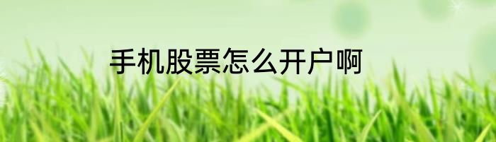 手机股票怎么开户啊