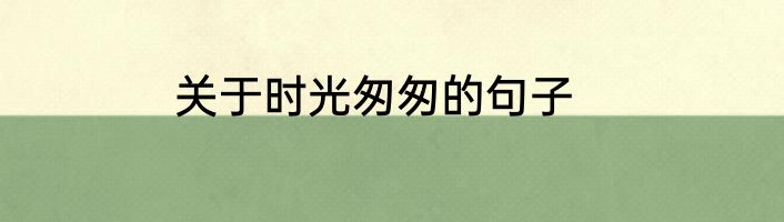 关于时光匆匆的句子