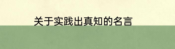 关于实践出真知的名言