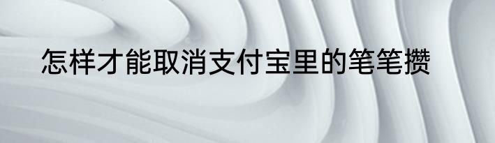怎样才能取消支付宝里的笔笔攒