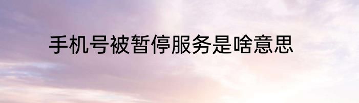 手机号被暂停服务是啥意思