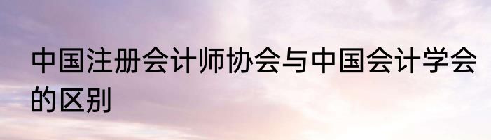 中国注册会计师协会与中国会计学会的区别