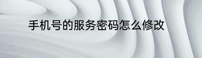 手机号的服务密码怎么修改