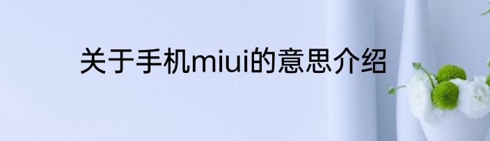 关于手机miui的意思介绍