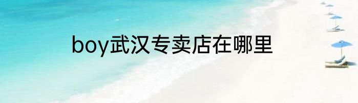 boy武汉专卖店在哪里