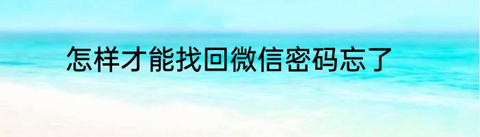 怎样才能找回微信密码忘了