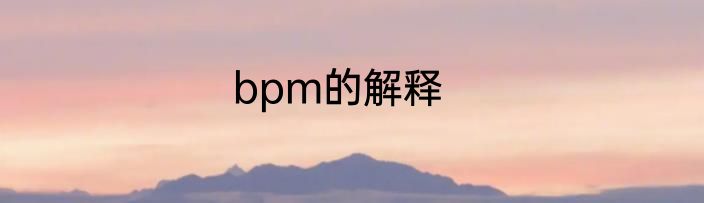 bpm的解释
