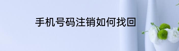 手机号码注销如何找回