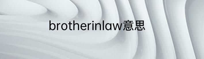 brotherinlaw意思