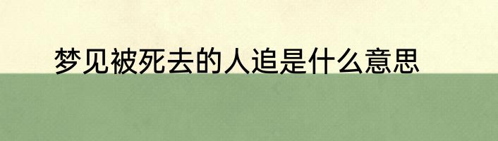 梦见被死去的人追是什么意思