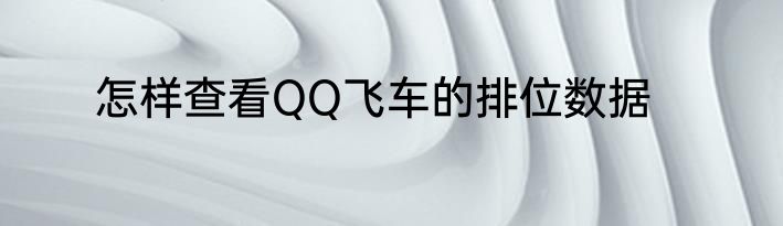 怎样查看QQ飞车的排位数据