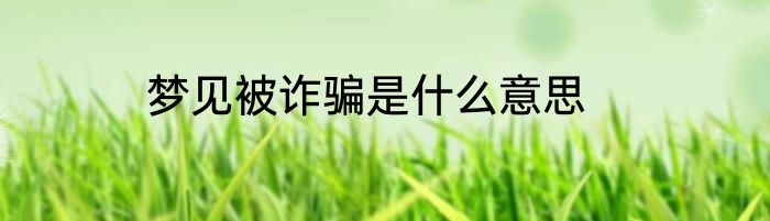 梦见被诈骗是什么意思